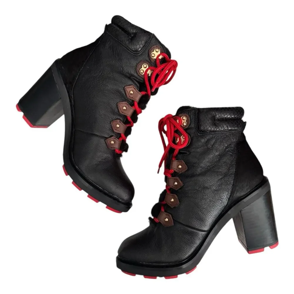 Aldo Meghan Women’s Size 9 Ankle Stacked Heel‎ Booties Black Leather